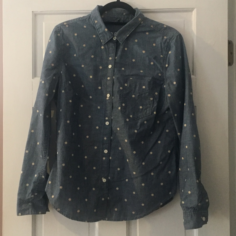 GAP Chambray Shirt with Polka Dots